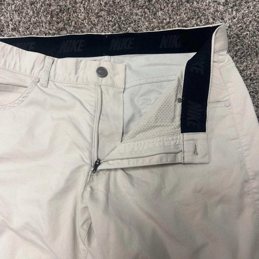 Nike Golf Dri-FIT Pants Mens 32x32 Beige Light Bone Performance Stretch Trousers